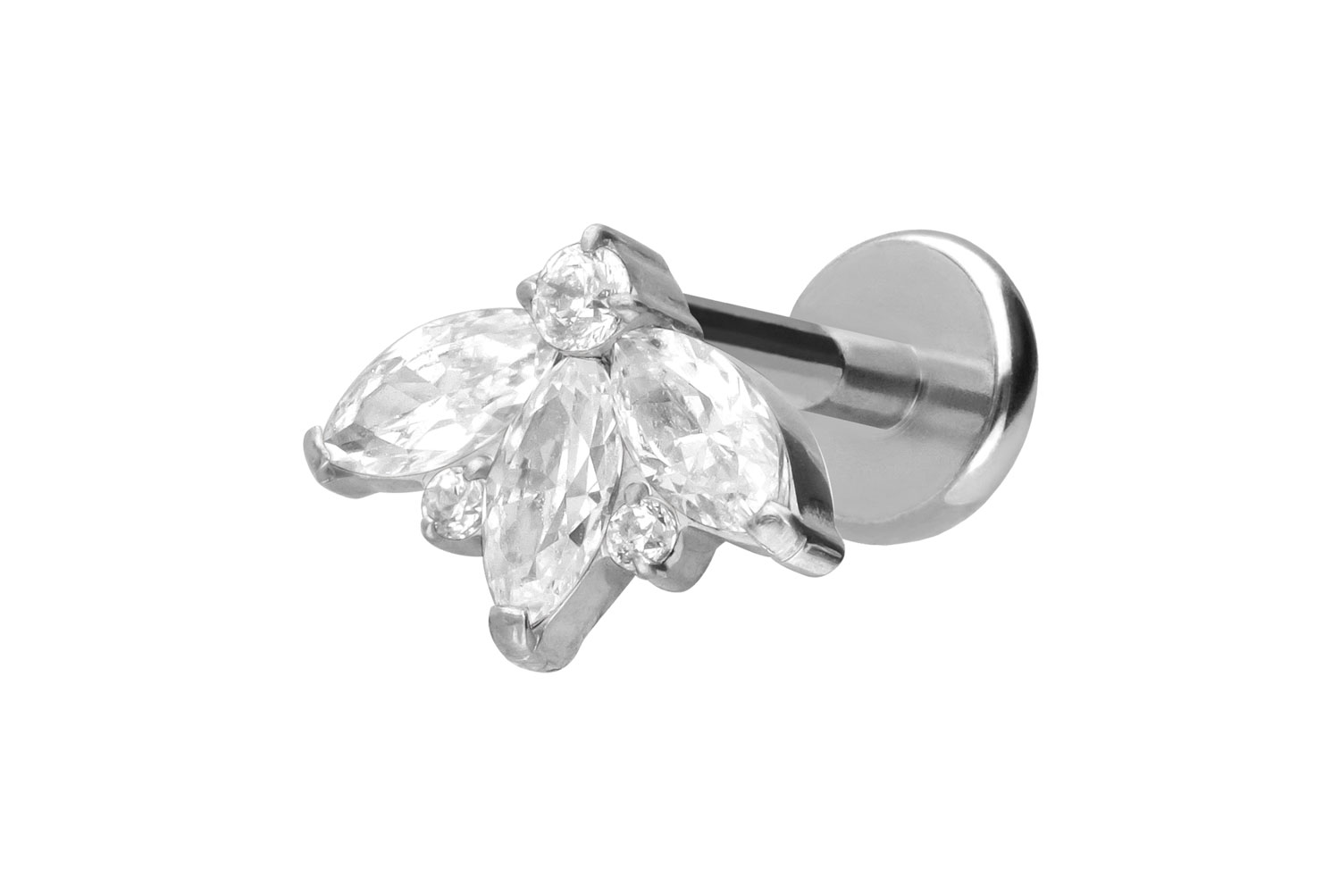 Titan Labret Piercing mit Push Fit LOTUSBLÜTE